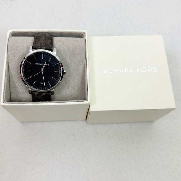 Michael Kors (MK8813) Irving Signature Brown Leather Band Stainless Steel Watch - Picture 1 of 8